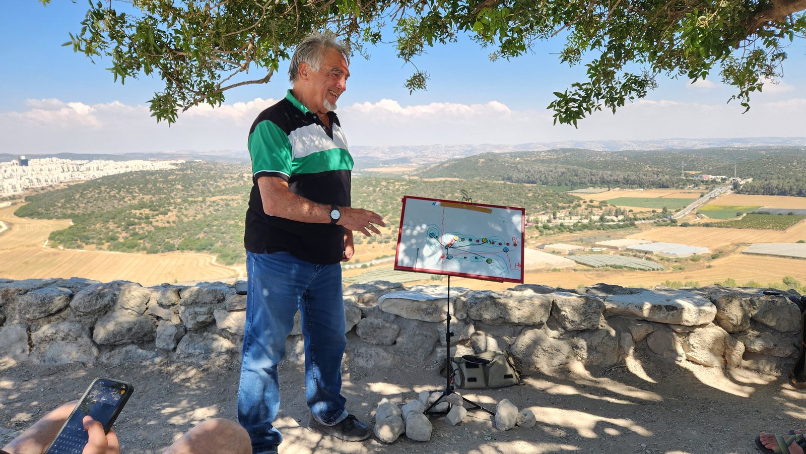 Arie teaching on a hilltop overlooking the valley