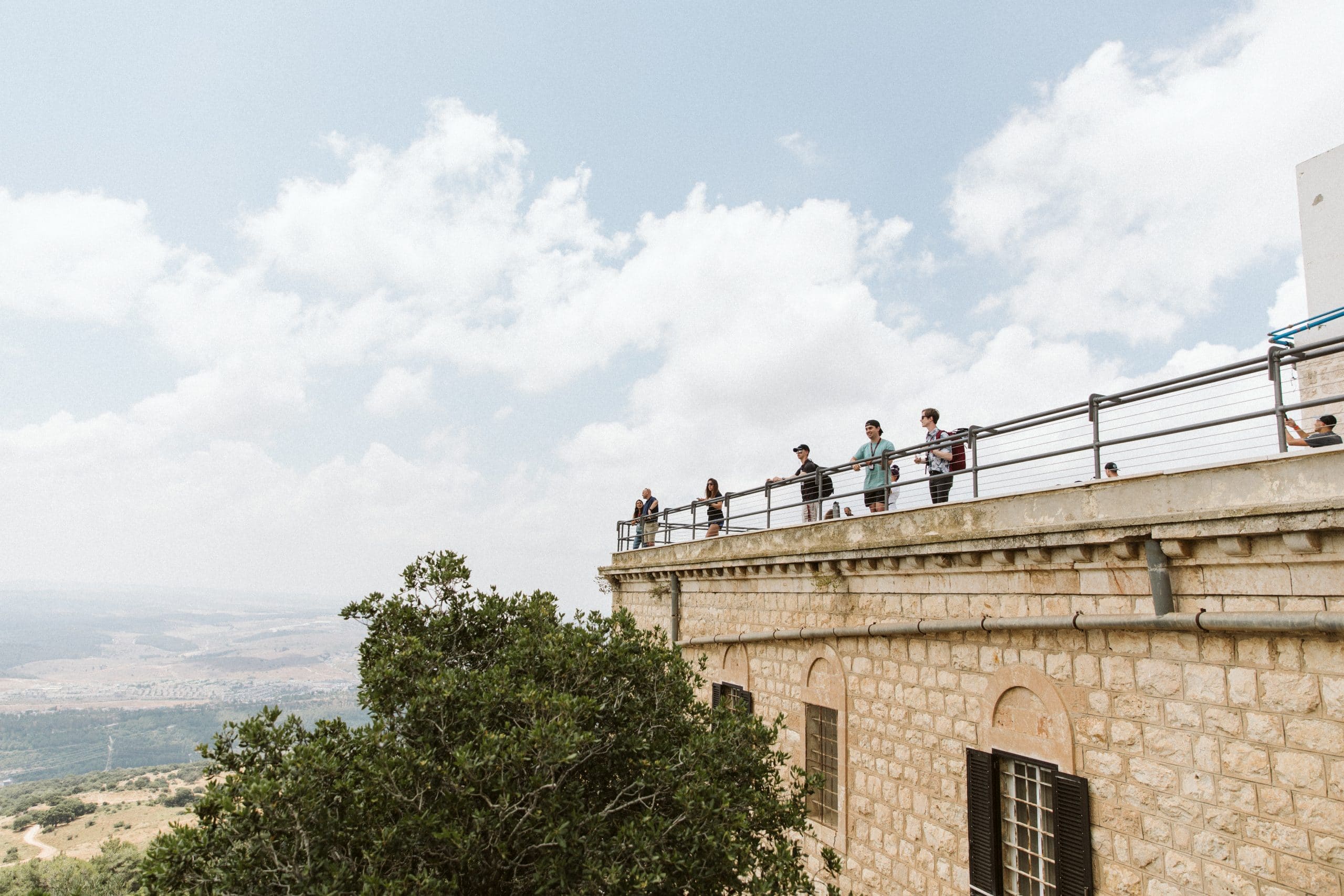tourists looking out over an overlook