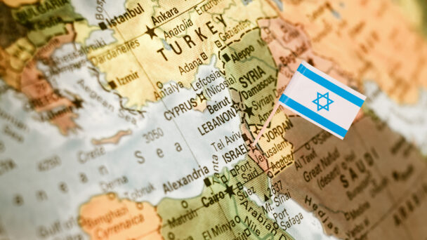 map with flag of Israel