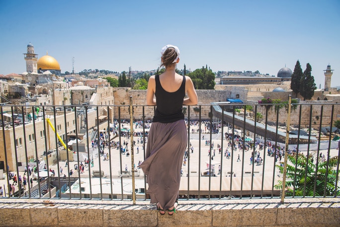 woman overlooking the Western Wall