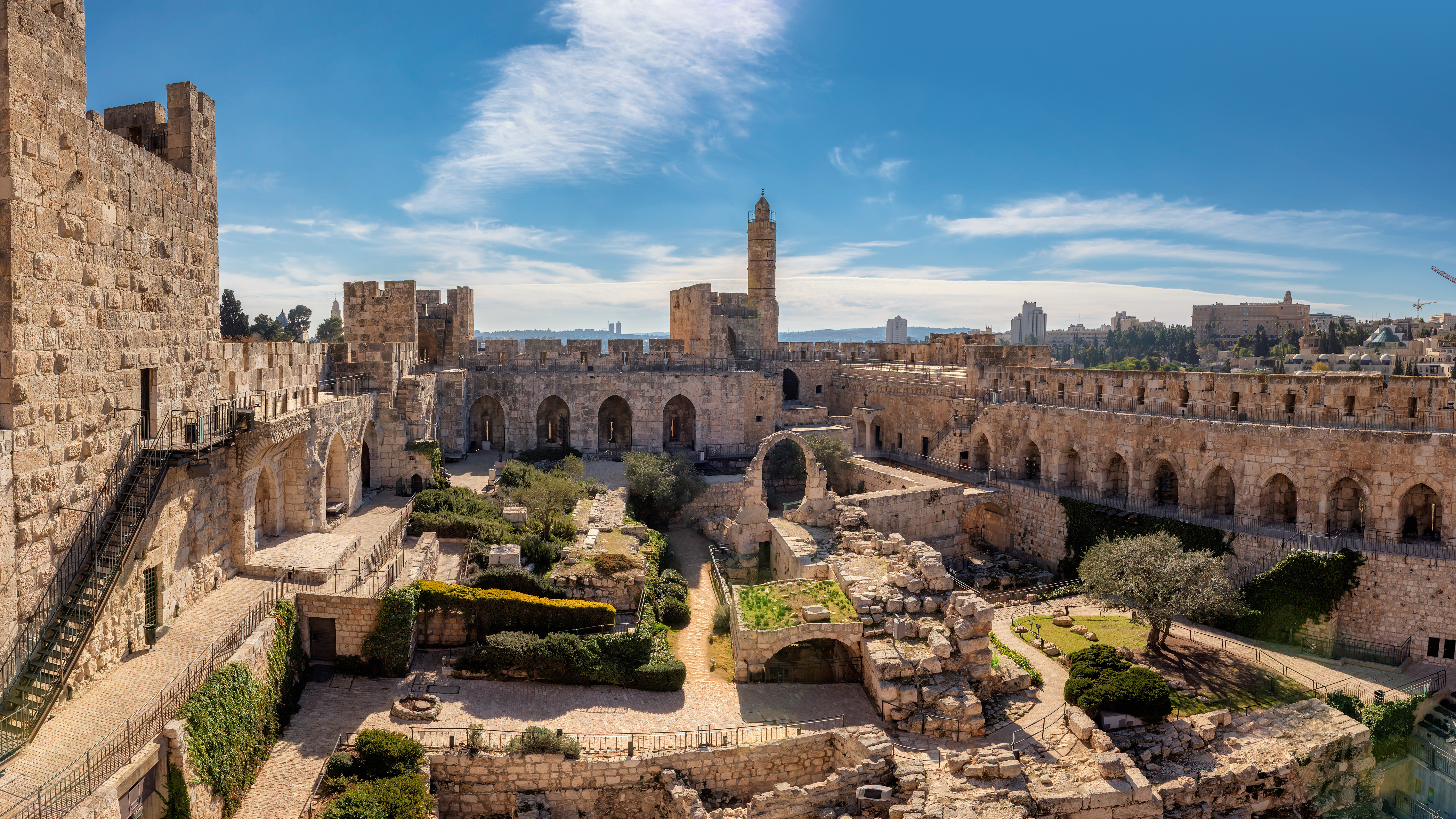 Panorama of David's tower in old city of Jerusalem
