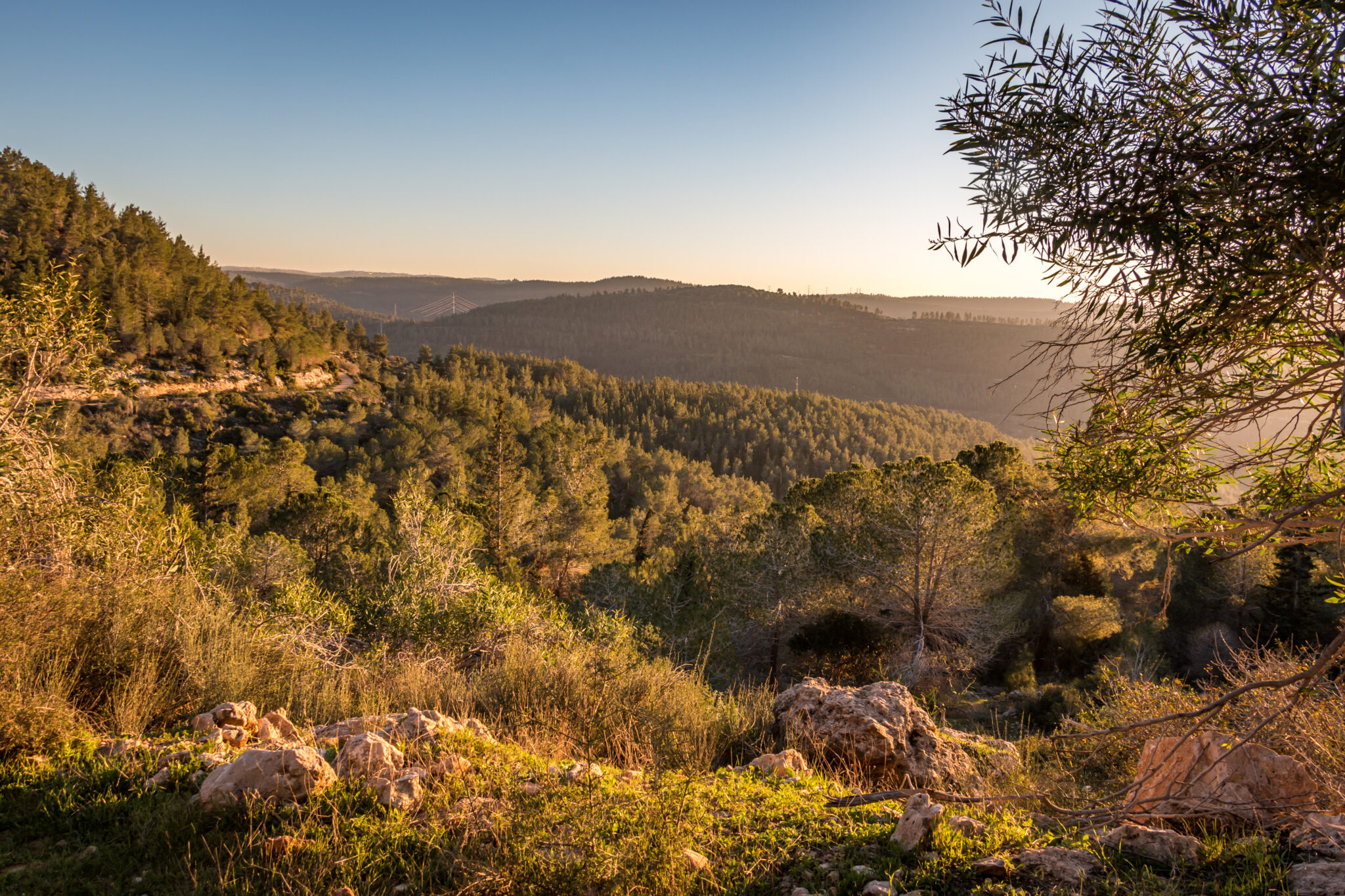 winter sunset in Israel, Mount Eitan