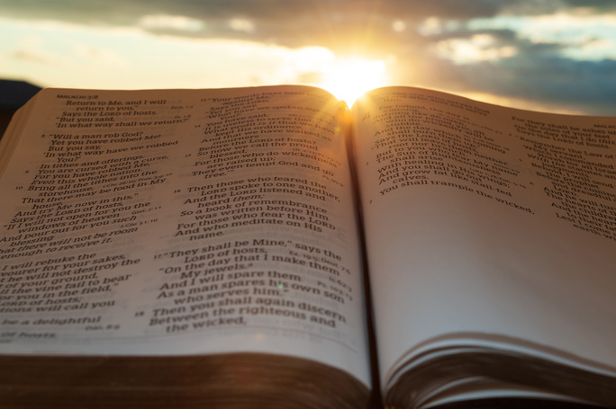 bible with sunrise