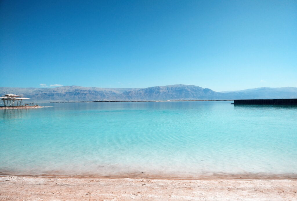 View on the salty Dead Sea in Israel