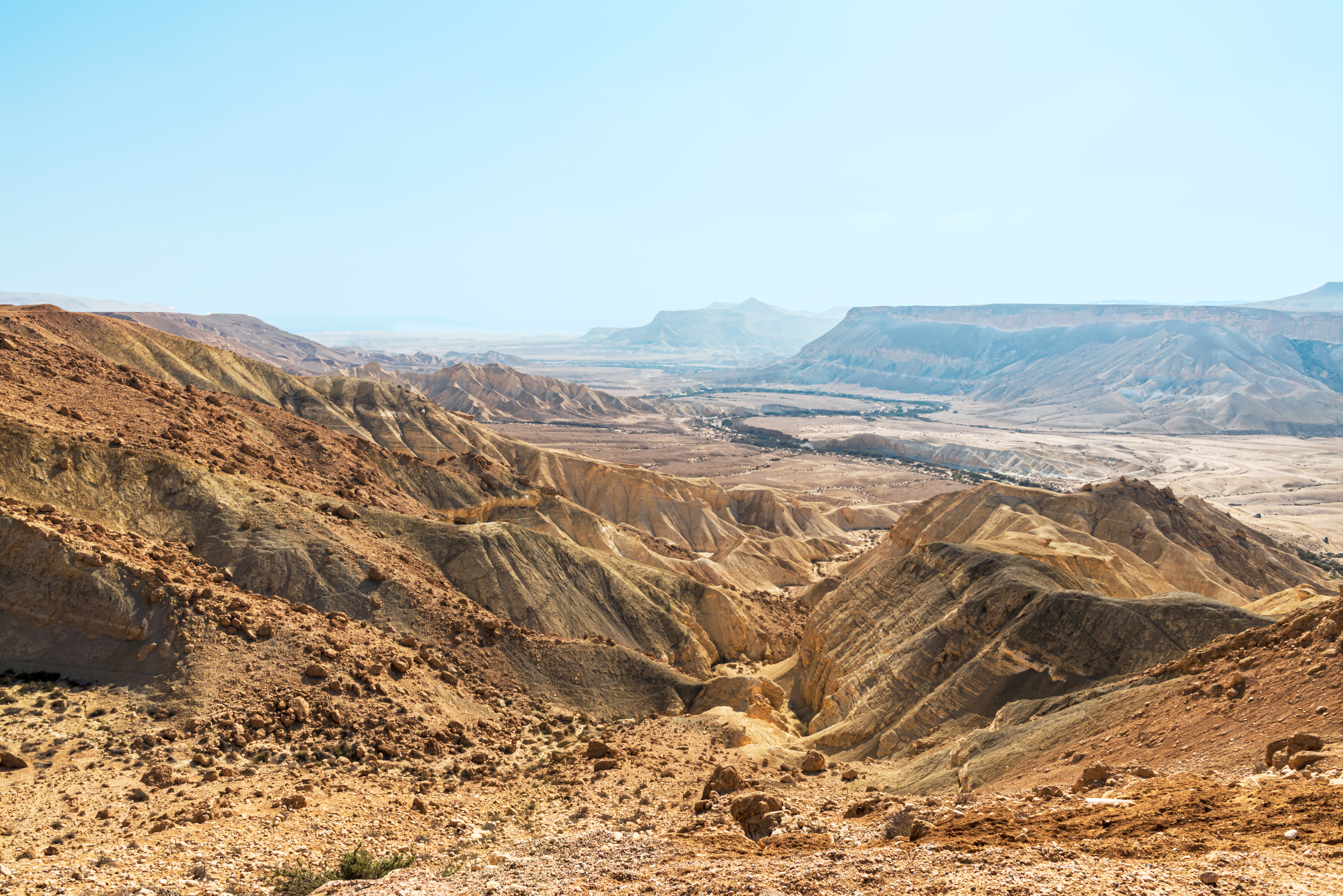 View of the canyon in the Negev desert from the kibbutz Sde Boke