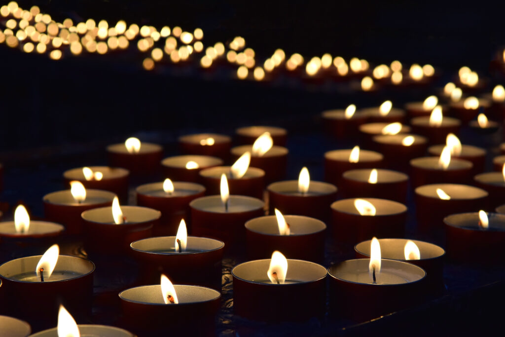 candles burning in memorial
