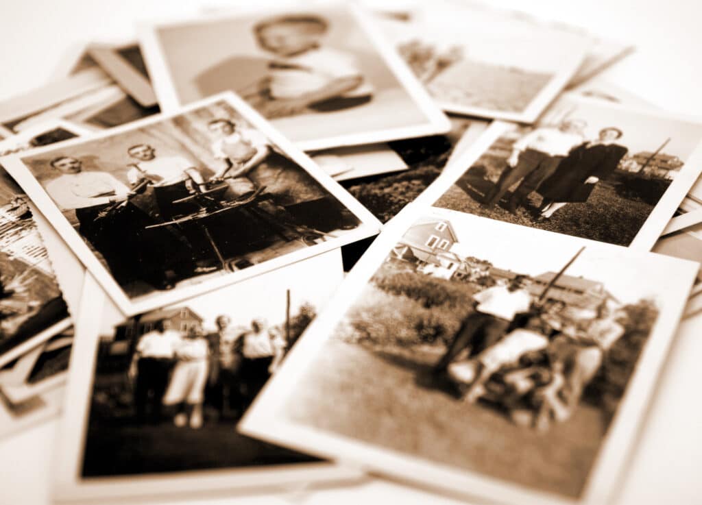 Stack of old family photos