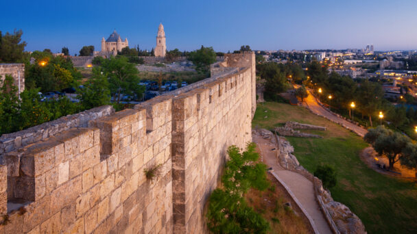 old city wall in the evening