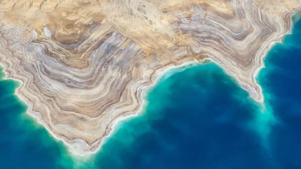 Aerial view of the Dead Sea in Israel