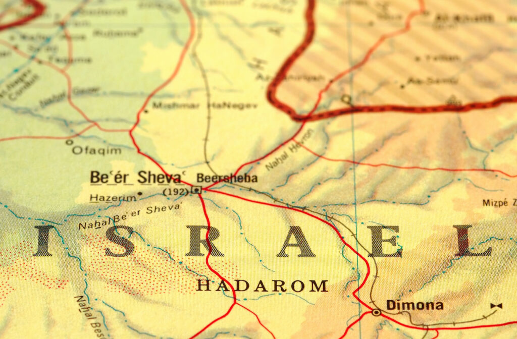 Map of Israel in the Middle East, Asia