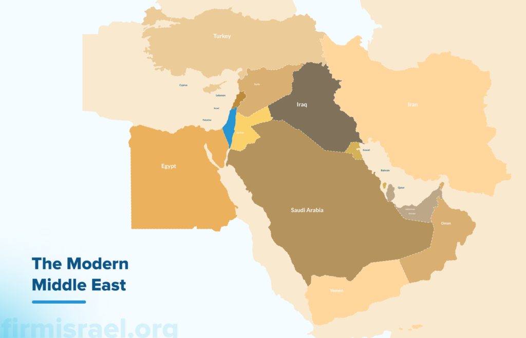 modern day middle east map with israel
