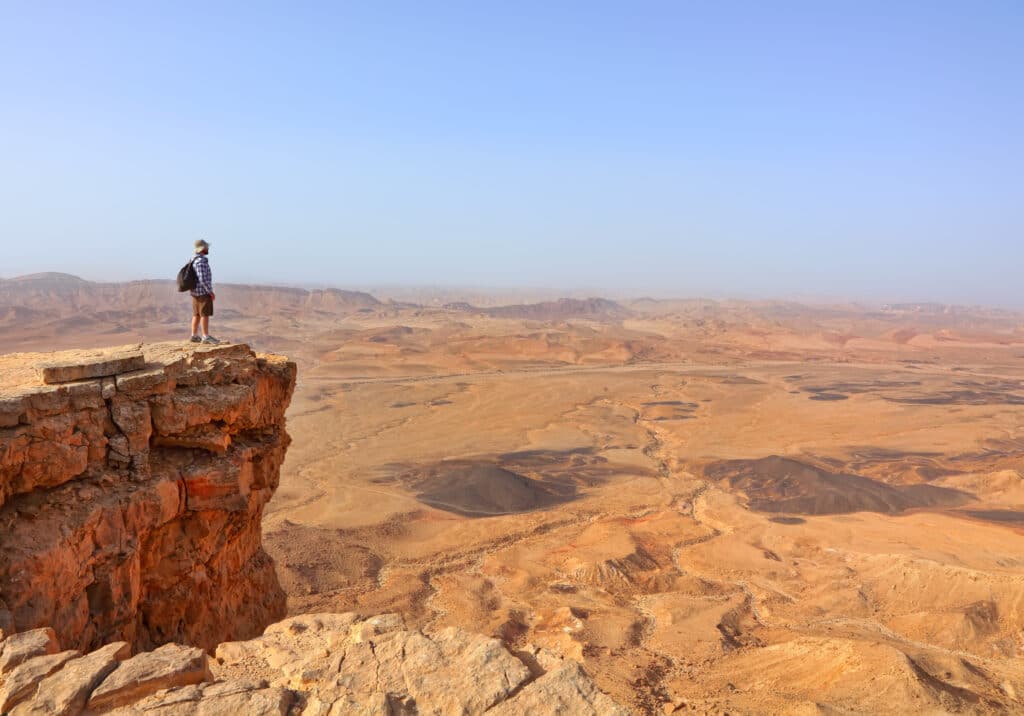 Man overlooking the Negev desert in Israel