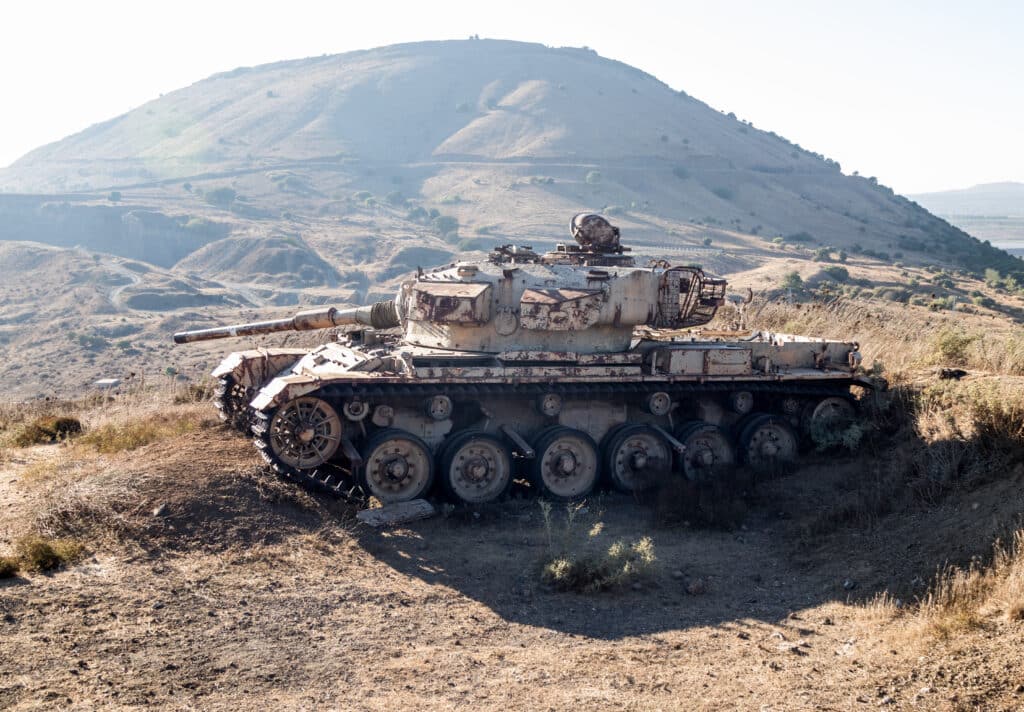 An Israeli tank on the Golan Heights