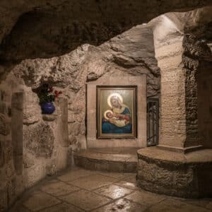 Depiction of Mary mother of Jesus in Bethlehem, Israel