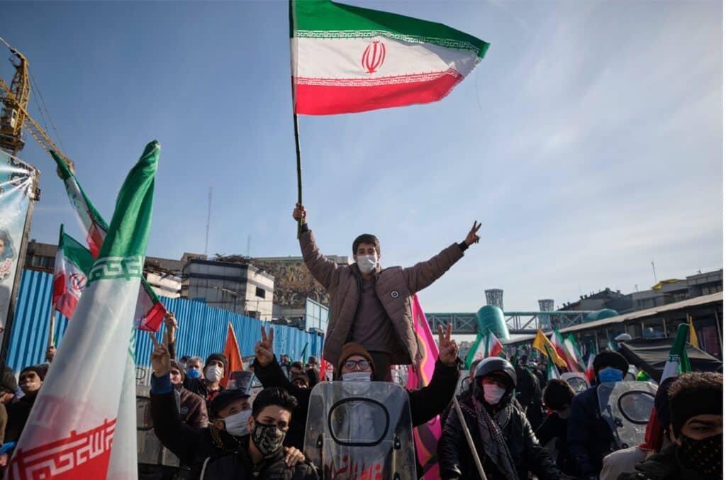 The Iranian people are largely against the regime, seen protesting here